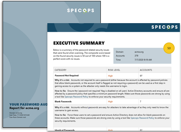 screenshot of Specops Password Auditor